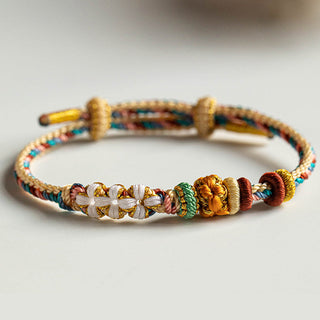 Buddha Gift Handmade Dunhuang Color Peach Blossom Pattern Braid String Bracelet