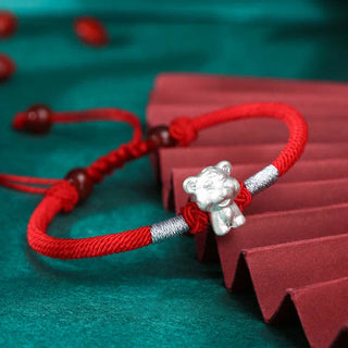 Buddha Gift 999 Sterling Silver Chinese Zodiac Luck Strength Red String Bracelet
