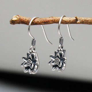 Buddha Gift 925 Sterling Silver Lotus Flower Enlightenment Earrings
