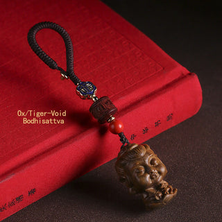 Buddha Gift Chinese Zodiac Natal Buddha Green Sandalwood Om Mani Padme Hum Peace Key Chain
