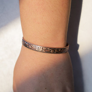 Buddha Gift Floral Magnetic Copper Adjustable Cuff Bracelet Bangle