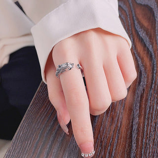 Buddha Gift 925 Sterling Silver Year Of The Dragon Luck Protection Adjustable Metal Ring