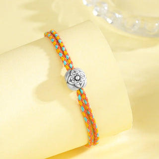 Buddha Gift 999 Sterling Silver Persimmon Luck Multicolored Braided Bracelet