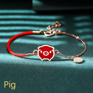Buddha Gift 925 Sterling Silver Color-changing Chinese Zodiac Luck Protection Red String Chain Bracelet