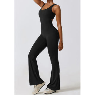 Buddha Gift Women Workout Sleeveless Jumpsuit Flare Pants Sports Fitness Yoga Bodysuit