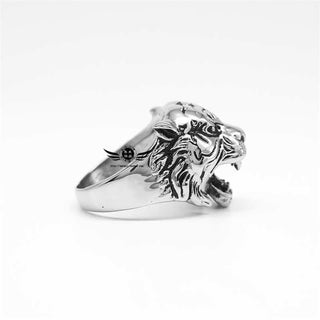 Buddha Gift Men's Animal Tiger Head Titanium Steel Balance Calm Punk Rock Biker Ring