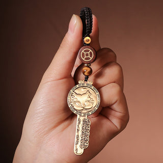 Buddha Gift PiXiu Wealth Copper Coin Yin Yang Bagua Handmade Key Chain