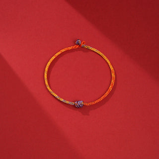 Buddha Gift Handcrafted Colorful Purple Gold Red Braid Rope Bracelet