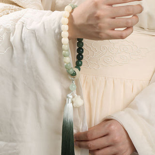 Buddha Gift Natural Gradient Bodhi Seed Fortune Money Bag Lotus Wisdom Tassel Wrist Mala