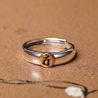 Buddha Gift Tibetan Om Mani Padme Hum Carved Chinese Zodiac Natal Buddha Peace Ring