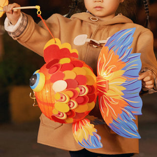 Buddha Gift DIY Good Luck Koi Fish Paper Lantern Lamp Mid-Autumn Festival Child Kids Lantern Decoration
