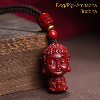 Buddha Gift Chinese Zodiac Natal Buddha Natural Cinnabar Amulet Keep Away Evil Spirits Necklace Pendant