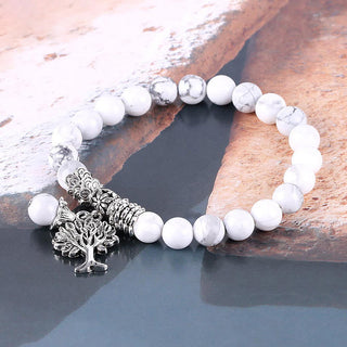 Buddha Gift Natural Gemstone Tree of Life Lucky Charm Stretch Bracelet