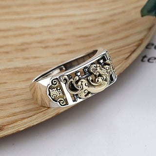Buddha Gift 925 Sterling Silver PiXiu Luck Wealth Adjustable Ring