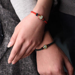 Buddha Gift Tibetan Green Aventurine Luck Braid String Bracelet