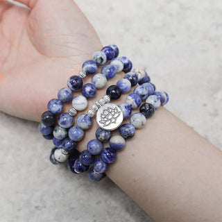Buddha Gift Natural Blue Aventurine Lotus Peace Necklace Bracelet