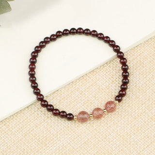 Buddha Gift Natural Garnet Strawberry Quartz Calm Bracelet