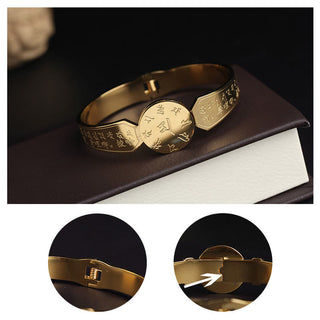 Buddha Gift Yin Yang Lotus Om Mani Padme Hum Mantra Titanium Steel Harmony Bracelet Bangle