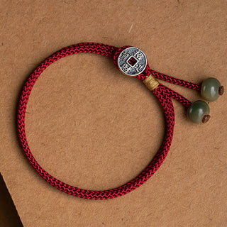 Buddha Gift 925 Sterling Silver Handmade Chinese Zodiac Natal Buddha Cyan Bodhi Seed Protection Braided Red String Bracelet