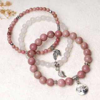 Buddha Gift 3PCS Natural Quartz Crystal Beaded Healing Energy Lotus Bracelet