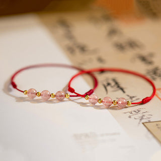 Buddha Gift Strawberry Crystal Beads Luck Red String Anklet