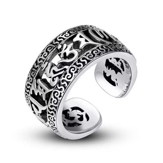 Buddha Gift Vintage Tibet Om Mani Padme Hum Carved Hollow Design Purity Ring