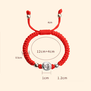 Buddha Gift 999 Sterling Silver Apple Red Multicolored Rope Luck Protection Handcrafted Kids Bracelet