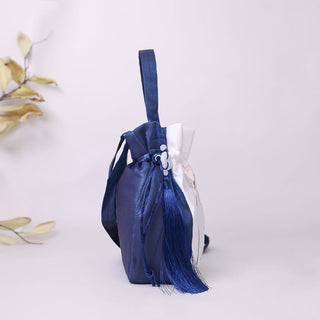 Buddha Gift Embroidered Lotus Koi Fish Crane Camellia Cotton Linen Tote Crossbody Bag Shoulder Bag Handbag