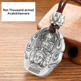 Buddha Gift Chinese Zodiac Natal Buddha Om Mani Padme Hum Lotus Compassion Necklace Pendant