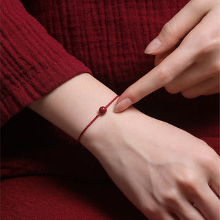 Buddha Gift Natural Cinnabar Red Agate Blessing Red String Bracelet