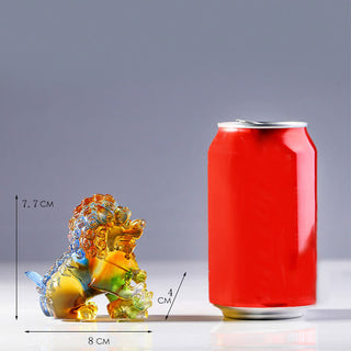 Buddha Gift Handmade Liuli Crystal Lion Art Piece Strength Home Office Decoration