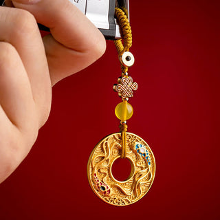 Buddha Gift Double Koi Fish Peace Buckle Wealth Luck Key Chain