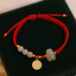 ❗❗❗A Flash Sale- Buddha Gift Year of the Dragon 925 Sterling Silver Hetian Jade Fu Character Luck Bracelet