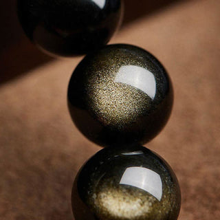 Buddha Gift Gold Sheen Obsidian PiXiu Cinnabar Om Mani Padme Hum Protection Bracelet