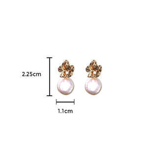 Buddha Gift 925 Sterling Silver Natural Baroque Pearl Flower Healing Drop Earrings