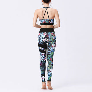 Buddha Gift 2Pcs Sunflower Flowers Leaves Print Top Pants Sports Fitness Yoga Women's Yoga Sets