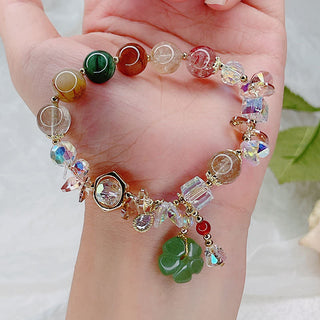 Buddha Gift Colorful Gemstone Green Aventurine Flower Bead Luck Bracelet