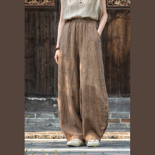 Buddha Gift Ramie Cotton Linen Pants Tie-dye Design Trousers Loose Zen Yoga Women's Pants with Pockets