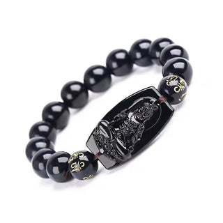 Buddha Gift Chinese Zodiac Obsidian Protection Bracelet