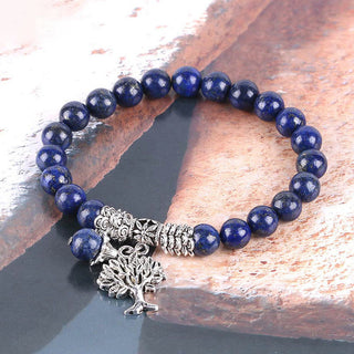 Buddha Gift Natural Gemstone Tree of Life Lucky Charm Stretch Bracelet