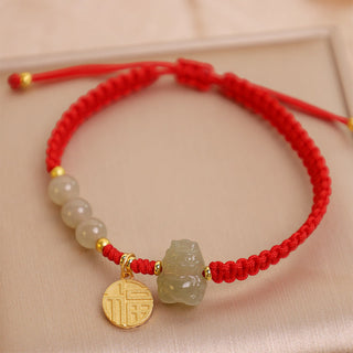 ❗❗❗A Flash Sale- Buddha Gift Year of the Dragon 925 Sterling Silver Hetian Jade Fu Character Luck Bracelet