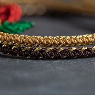 Buddha Gift Rose Flower Rope Eight Thread Peace Knot Luck Handmade Bracelet