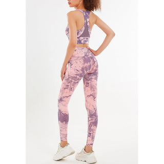 Buddha Gift 2Pcs Floral Flowers Print Crop Tank Top Pants Sports Gym Outfits Fitness Yoga Women's Yoga Sets