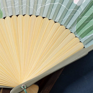Buddha Gift Lotus Begonia Flower Jasmine Handheld Bamboo Folding Fan 21cm