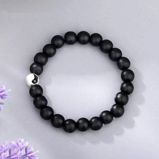 Buddha Gift 3pcs Natural White Turquoise Frosted Stone Bead Yin Yang Wealth Bracelet