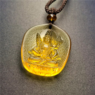 Buddha Gift Chinese Zodiac Natal Buddha Blessing Liuli Crystal Compassion Necklace Pendant