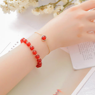 Buddha Gift Sun Stone Strawberry Quartz Crystal Positive Bracelet