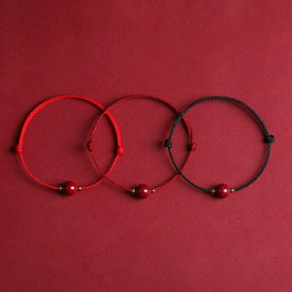 Buddha Gift Natural Lucky Cinnabar Bead Blessing String Bracelet Anklet
