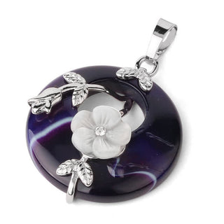Buddha Gift Various Crystal Amethyst Green Aventurine Flower Healing Necklace Pendant