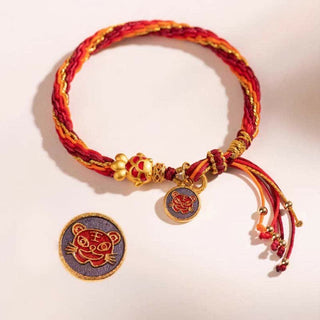 Buddha Gift Chinese Zodiac Handmade Koi Fish String Protection Reincarnation Knot Braid Bracelet